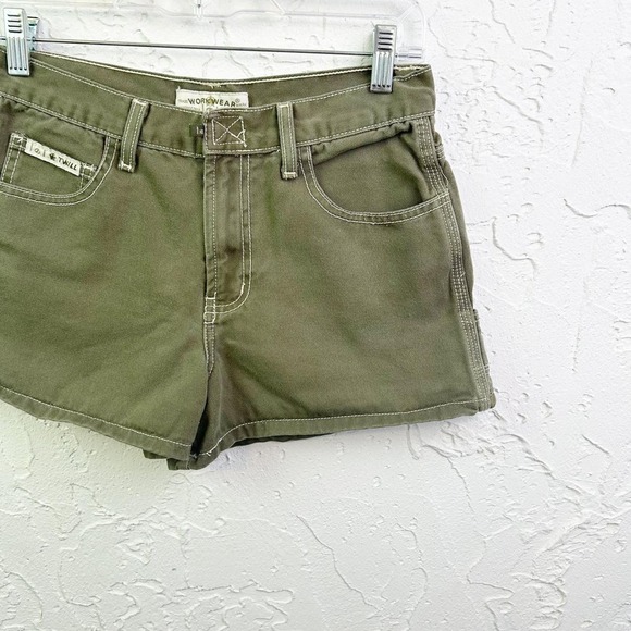 Vintage LEI Y2K Low Rise Green Cargo Utility Shorts Size 5 - Picture 3 of 8